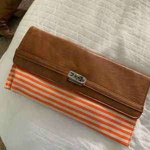 Orange and brown clutch